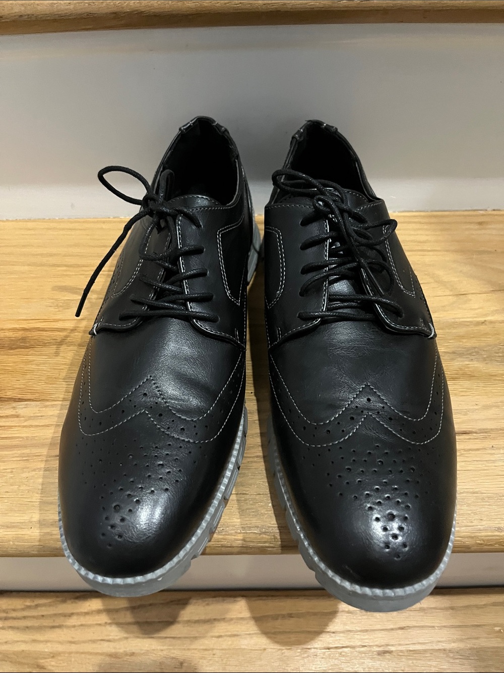 Deer Stags Black Wingtip Derby Dress Shoes